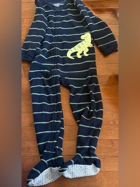Carter's Navy Stripe Footed One-Piece with Green Dino